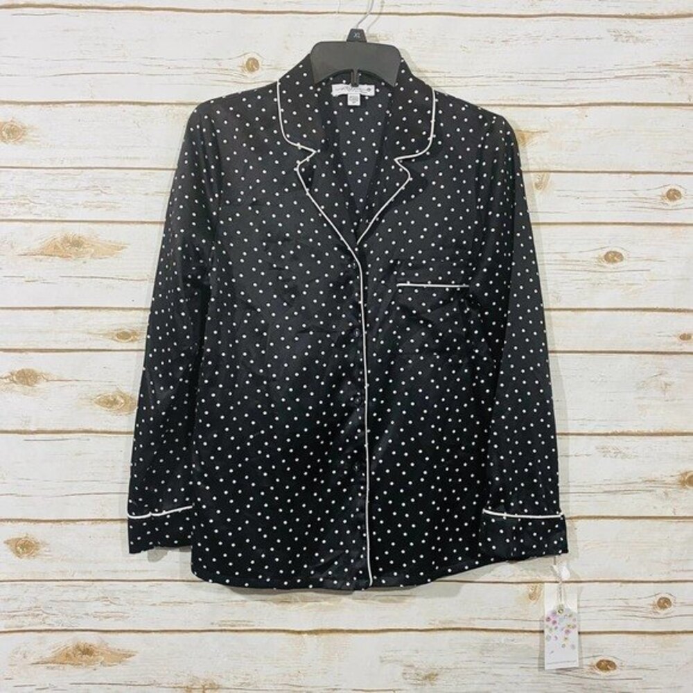 In Bloom by Jonquil Women's Size S Black Polka Dot Long Sleeve Pajama Top
